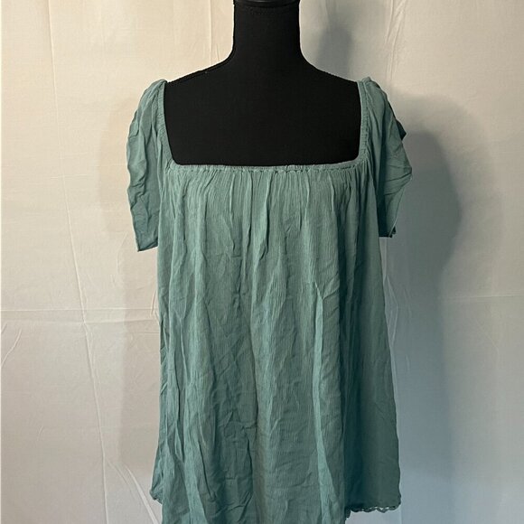 CLEAROUT-O'Neill Womens Dress Green Blue off shoulder Swim cover Up Large - 0132 - Picture 7 of 7